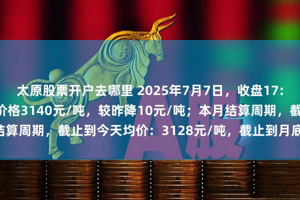 太原股票开户去哪里 2025年7月7日，收盘17:00，唐山冷轧基料市场价格3140元/吨，较昨降10元/吨；本月结算周期，截止到今天均价：3128元/吨，截止到月底：3135元/吨。